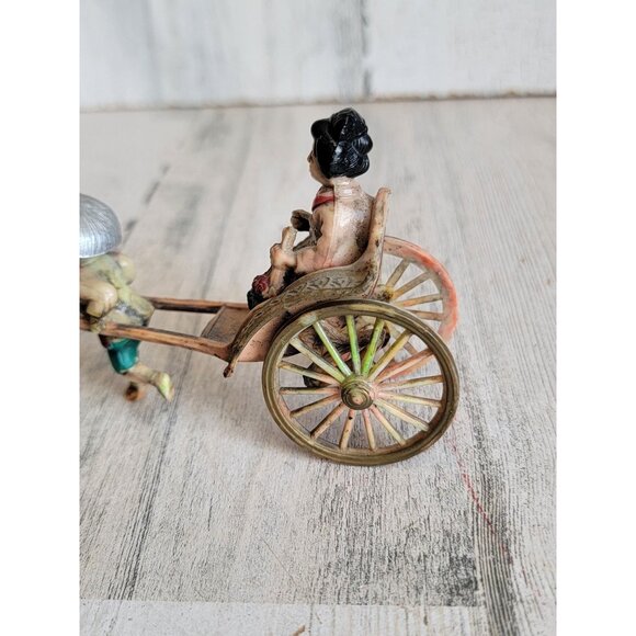 Vintage Japanese rickshaw celluloid pull cart unique home decor figure - Picture 5 of 8